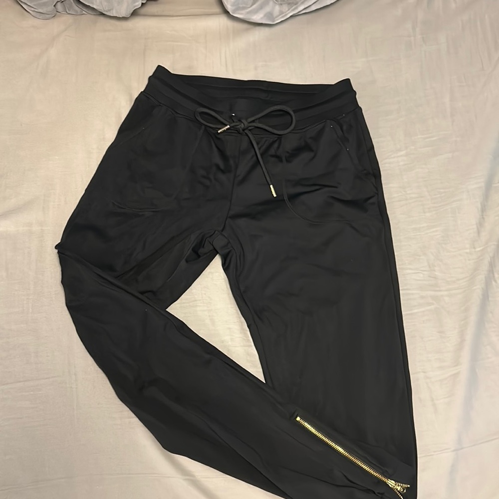 Zyia black zipper everywhere joggers